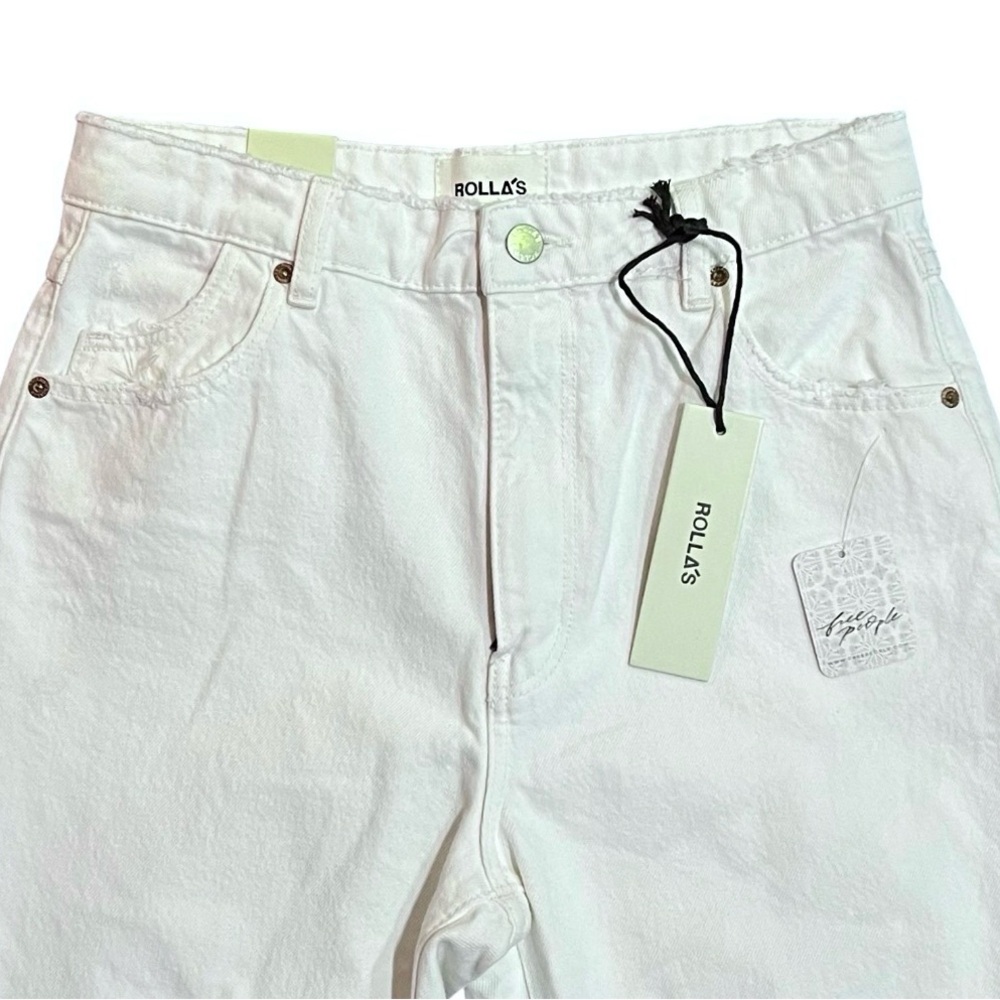 ROLLA'S Free People White Distressed Straight-Leg Jeans High Rise Size 28 - Picture 3 of 9